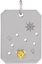 14K Gold Round Natural Citrine & Natural Diamond Zodiac Constellation Necklace or Pendant - White Gold