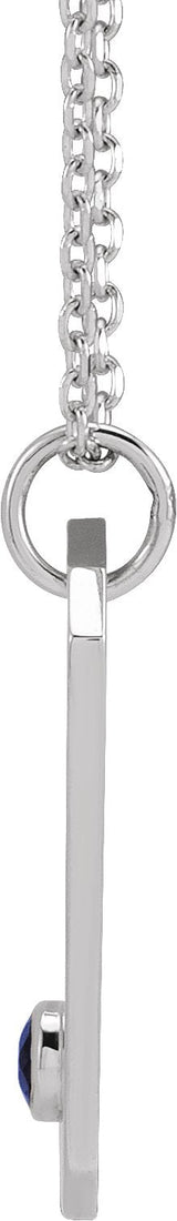 14K Gold Round Natural Blue Sapphire & Natural Diamond Capricorn Constellation Necklace or Pendant - White Gold - view 2