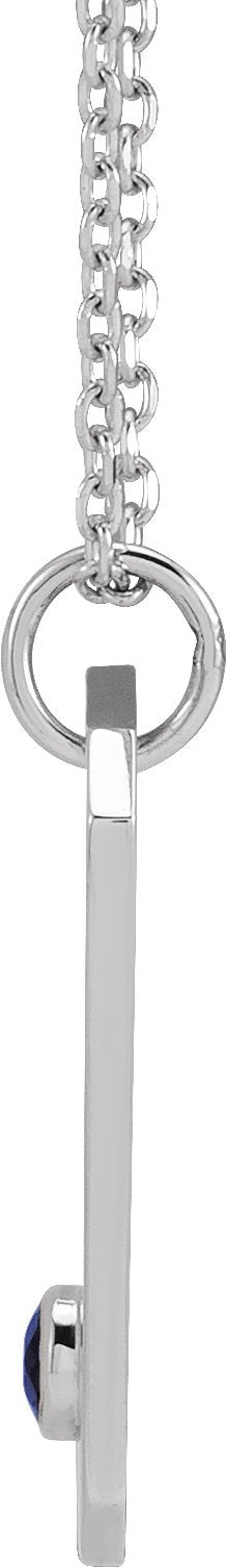 14K Gold Round Natural Blue Sapphire & Natural Diamond Capricorn Constellation Necklace or Pendant - White Gold - view 2