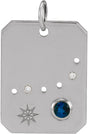 14K Gold Round Natural Blue Sapphire & Natural Diamond Zodiac Constellation Necklace or Pendant - White Gold