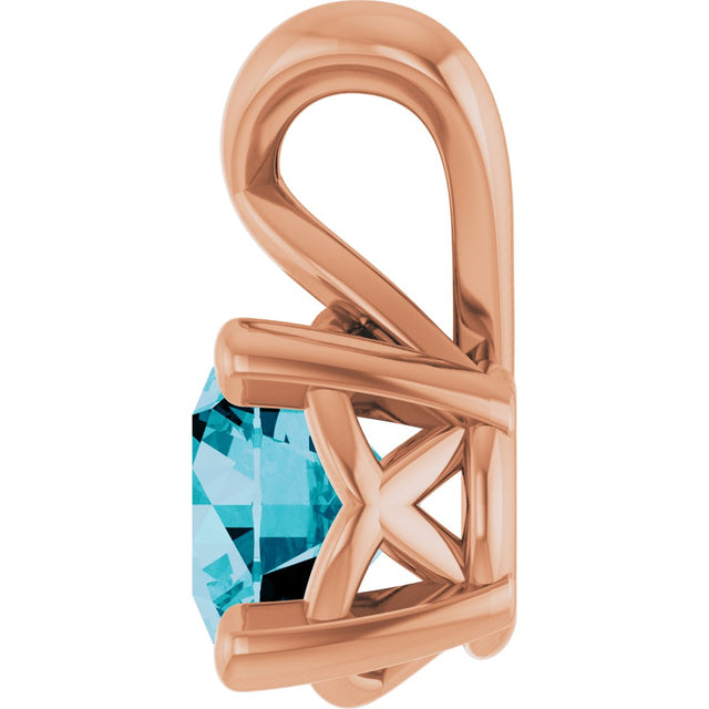 14K Gold Round Natural London Blue Topaz Solitaire Necklace or Pendant - Rose Gold - view 3