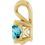 14K Gold Round Natural London Blue Topaz Solitaire Necklace or Pendant - Yellow Gold - view 3