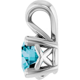 Platinum Round Natural London Blue Topaz Solitaire Necklace or Pendant - view 3