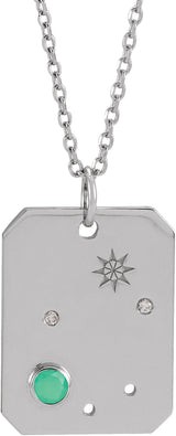 14K Gold Round Natural Diamond Libra Constellation Necklace or Pendant - White Gold