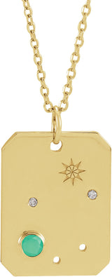 14K Gold Round Natural Diamond Libra Constellation Necklace or Pendant - Yellow Gold