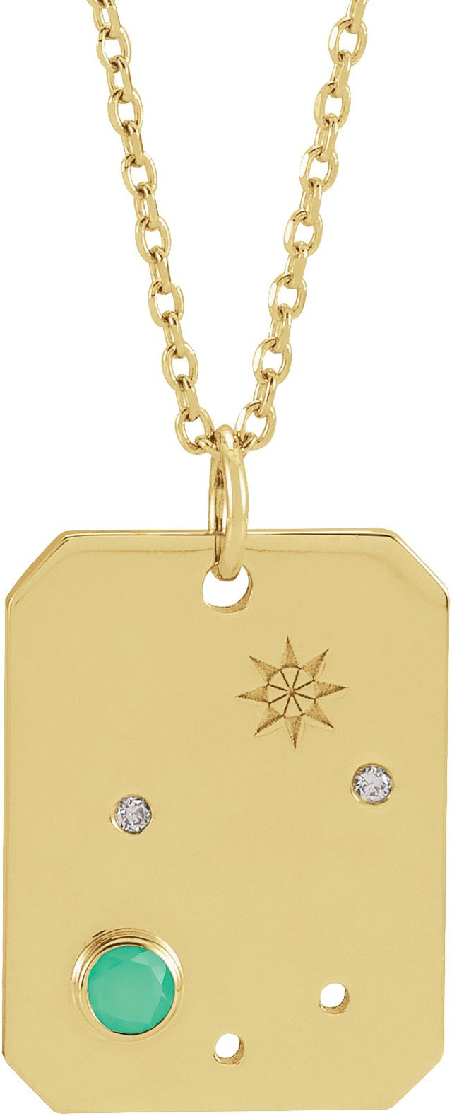 14K Gold Round Natural Diamond Libra Constellation Necklace or Pendant - Yellow Gold