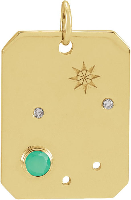 14K Gold Round Natural Diamond Zodiac Constellation Necklace or Pendant - Yellow Gold
