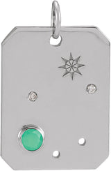 14K Gold Round Natural Diamond Zodiac Constellation Necklace or Pendant - White Gold