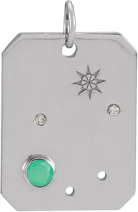 14K Gold Round Natural Diamond Zodiac Constellation Necklace or Pendant - White Gold