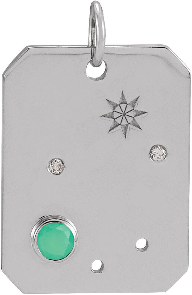 14K Gold Round Natural Diamond Zodiac Constellation Necklace or Pendant - White Gold