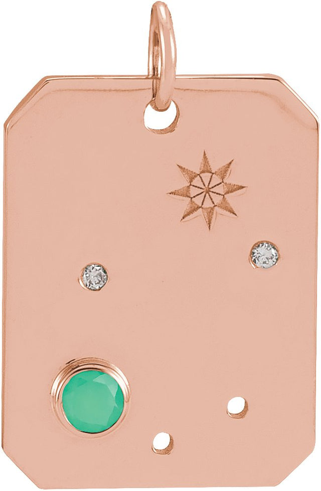 14K Gold Round Natural Diamond Zodiac Constellation Necklace or Pendant - Rose Gold