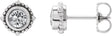 Platinum Round Natural White Sapphire Beaded Halo-Style Stud Earrings