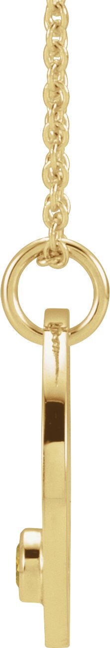 14K Gold Round Natural Citrine Leo Disc Necklace or Pendant - Yellow Gold - view 2