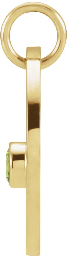 14K Gold Round Natural Peridot Zodiac Disc Necklace or Pendant - Yellow Gold - view 2