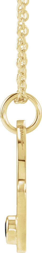14K Gold Round Natural Black Spinel Aquarius Disc Necklace or Pendant - Yellow Gold - view 2