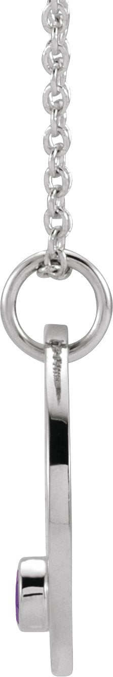 Platinum Round Natural Amethyst Sagittarius Disc Necklace or Pendant - view 3