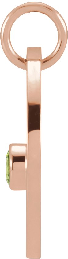 14K Gold Round Natural Peridot Zodiac Disc Necklace or Pendant - Rose Gold - view 3