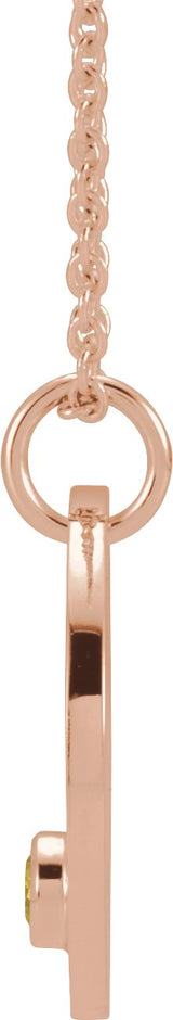 14K Gold Round Natural Citrine Leo Disc Necklace or Pendant - Rose Gold - view 3