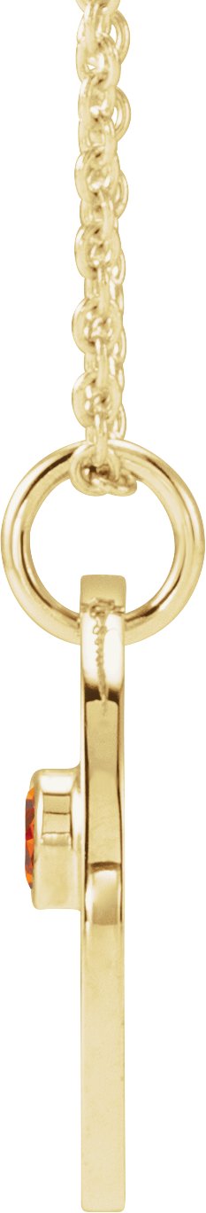 14K Gold Round Natural Spessartite Garnet Virgo Disc Necklace or Pendant - Yellow Gold - view 2