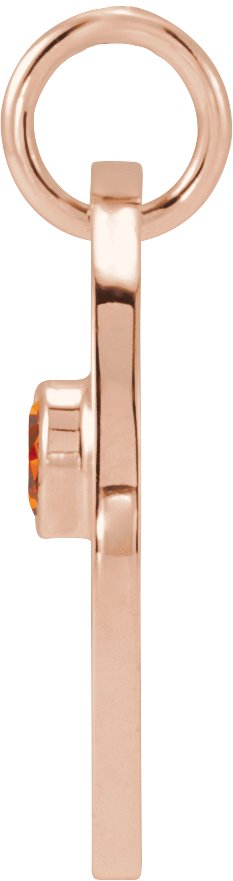 14K Gold Round Natural Spessartite Garnet Zodiac Disc Necklace or Pendant - Rose Gold - view 3