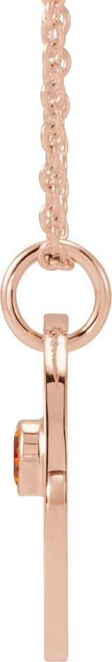 14K Gold Round Natural Spessartite Garnet Virgo Disc Necklace or Pendant - Rose Gold - view 3