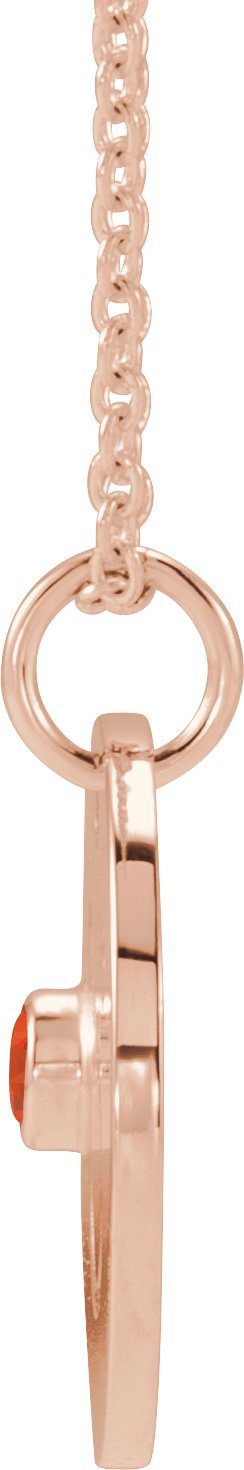 14K Gold Round Natural Mexican Fire Opal Taurus Disc Necklace or Pendant - Rose Gold - view 3