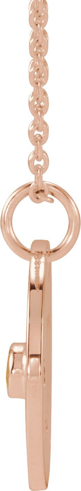 14K Gold Round Natural Blue Zircon Scorpio Disc Necklace or Pendant - Rose Gold - view 3