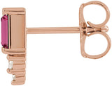 14K Gold Straight Baguette Natural Pink Tourmaline Accented Bar Earrings - Rose Gold - view 5