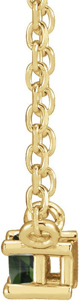 14K Gold Straight Baguette Natural Green Tourmaline Solitaire Necklace - Yellow Gold - view 6