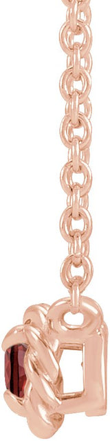 14K Gold Round Natural Mozambique Garnet Claw-Prong Rope Necklace - Rose Gold - view 4