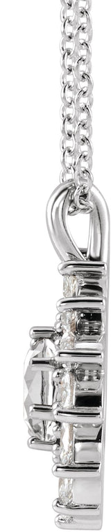 14K Gold Round Natural White Sapphire & Natural Diamond Halo-Style Necklace or Pendant – 3.5-6mm Stones - White Gold - view 2