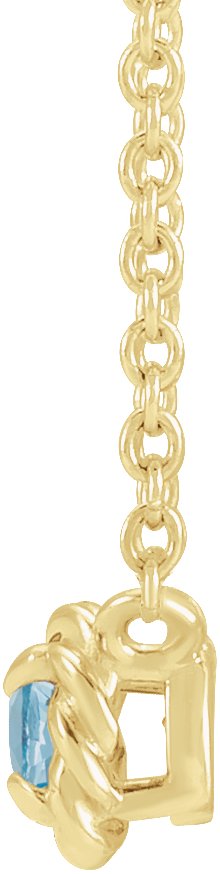 14K Gold Round Natural Aquamarine Claw-Prong Rope Necklace - Yellow Gold - view 4