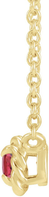 14K Gold Round Natural Ruby Claw-Prong Rope Necklace - Yellow Gold - view 4