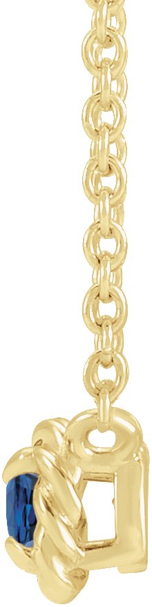 14K Gold Round Natural Blue Sapphire Claw-Prong Rope Necklace - Yellow Gold - view 4