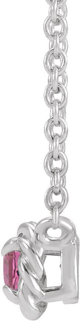 Platinum Round Natural Pink Tourmaline Claw-Prong Rope Necklace - view 4