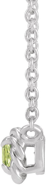14K Gold Round Natural Peridot Claw-Prong Rope Necklace - White Gold - view 4