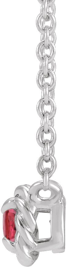 Platinum Round Natural Ruby Claw-Prong Rope Necklace - view 4