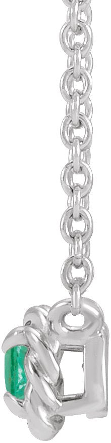 Platinum Round Natural Emerald Claw-Prong Rope Necklace - view 4