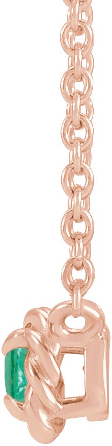 14K Gold Round Lab-Grown Emerald Claw-Prong Rope Necklace - Rose Gold - view 4