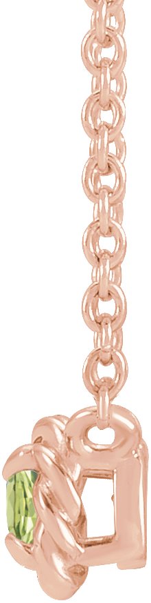 14K Gold Round Natural Peridot Claw-Prong Rope Necklace - Rose Gold - view 4