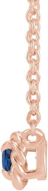 14K Gold Round Lab-Grown Blue Sapphire Claw-Prong Rope Necklace - Rose Gold - view 4