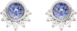 14K Gold Round Natural Tanzanite & Natural Diamond Accented Earrings - White Gold - view 2