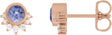 14K Gold Round Natural Tanzanite & Natural Diamond Accented Earrings - Rose Gold