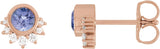 14K Gold Round Natural Tanzanite & Natural Diamond Accented Earrings - Rose Gold
