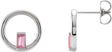 Platinum Straight Baguette Natural Pink Tourmaline Baguette Circle Earrings