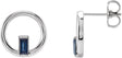 Platinum Straight Baguette Natural Blue Sapphire Baguette Circle Earrings