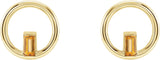 14K Gold Straight Baguette Natural Citrine Baguette Circle Earrings - Yellow Gold - view 2