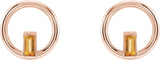 14K Gold Straight Baguette Natural Citrine Baguette Circle Earrings - Rose Gold - view 2
