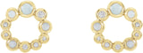 14K Gold Round Natural Ethiopian Opal & Natural Diamond Bezel-Set Cabochon Earrings - Yellow Gold - view 2