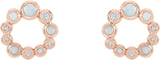 14K Gold Round Natural Ethiopian Opal & Natural Diamond Bezel-Set Cabochon Earrings - Rose Gold - view 2